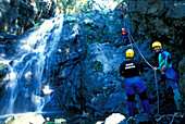 Canyoning, Gobert Waterfall, Cilaos, La Réunion Indian Ocean