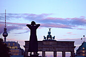 Brandenburg Gate and television tower, Berlin, Germany