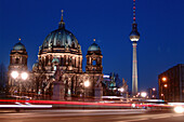 Berlin sights at night, berlin, germany