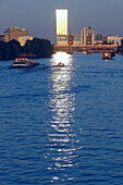 View over Spree river, near Oberbaum Bridge, Berlin, Germany