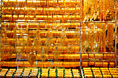 Gold Schmuck in einem Souk in Deira, Dubai, Vereinigte Arabische Emirate, Vorderasien, Asien