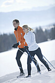 Young couple, Nordic Walking