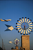 Windmühle, Flugzeug, Mallorca, Spanien