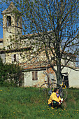 Radfahrer in Sogliano, Emilia Romagna, Italien