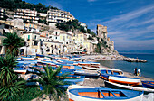 Boote am Strand, Cetera, Amalfiküste, Kampanien, Italien, Europa