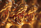 Close up of dragon heads, Gamelan instrument, Bali, Indonesia