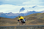 Radfahrer, Ringstraße am Vatnajökull, Süden Island