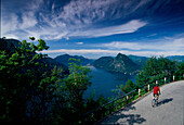 Radfahrer, Monte Bré, Luganer See, Tessin Schweiz