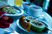 Frühstück mit tropischen Früchten, Mahe Seychellen