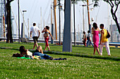 Park at port Vell, Barcelona, Spain