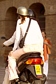 Couple on Motorbike, Valencia, Spain, Spanien