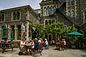 People at street cafes in the town of Christchurch, South Island, New Zealand, Oceania