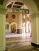 Interior view of the deserted foyer of a reception building, Moscow Russia