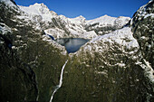 Sutherland Falls, Fiordland NP, Sutherland Falls and Lake Quill, South Island New Zealand