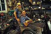 Dan, in wheelchair, Coromandel, founder of Wilderness Community, Coromandel Peninsula, North Island, New Zealand, WOOF