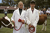 Kids with prize winning calf, NZ, Rotorua, Agricultural and Pastoral Show, A+P Show, country show for local farmers, young people