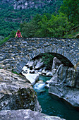 Bridge over Bavona River, Val Bavona Tessin, Switzerland