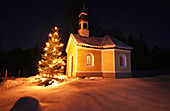 Chapel and christmas tree, Upper Bavaria Germany