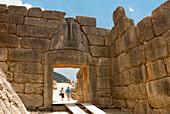 Lion gate, wall around the acropolis of Mycenae, Peloponnese, Greece