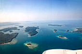 Andaman Islands and the Andaman Sea from the airplane, India, April 2004