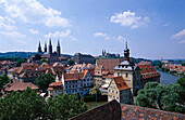Blick über die Altstadt der Stadt Bamberg, Bayern, Deutschland, Europa