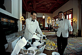 Waiter at Palace hotel, St. Moritz, Engadin, Grisons, Switzerland, Europe