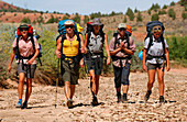 A group of people hiking, Arizona, USA