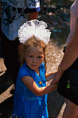 Little girl on sunday trip, Peterhof, St. Petersburg, Russia