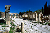 Frontinus road and North Gate, Nekropole, Ancient city of Hierapolis near Pamukkale, Turkey