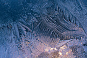 Frost pattern on window, close-up