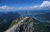 St. Wolfgang, Wanderer am Gipfel des Schafberges Oesterreich, Location: R