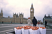 bags of roasted nuts on Westminster Bridge, London, England