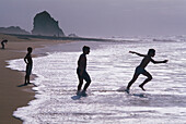 Children at the beach, Beach Praia Norte, Santa Cruz, Estremadura, Portugal
