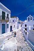 Alley & Church Agii Pandes, Chora, Amorgos Cyclades , Greece