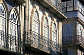 Facades at Braca da República, Valenca do Minho, Portugal