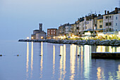 The coastal resort Piran in the evening, Gulf of Triest, Slovenia