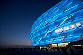 View at the illuminated Allianz Arena, Munich, Bavaria, Germany