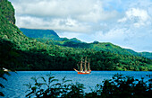 Cooks Bay, Ship, Cooks Bay, Moorea, Windward Islands French Polynesia, South Pacific, PR