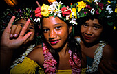 Girls, Heiva, Bora Bora, Windward Islands French Polynesia, South Pacific