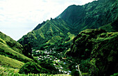 Virgin Bay, village, Bay des Vierges, Fatu Hiva, Marquesas, Französisch Polynesien, Südsee