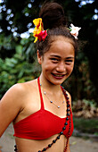 Smiling Gir, Flower, Marquesas French Polynesia, South Pacific