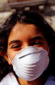 Girl with Gasmask, Volcano Etna, Taormina Sicilly, Italy