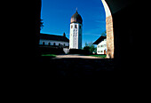 Karolingische Torhalle, Blick auf Münster, Fraueninsel, Chiemsee Bayern, Deutschland
