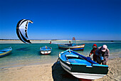 Kitesurfer & Fishing boats, Djerba Tunesia