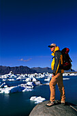 Wanderer am, Jökulsarlon Gletscher Island