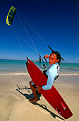 Man preparing for kiteboarding