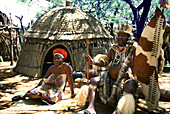 Zulu chief with favorite wife, Shakaland, Kwazulu Natal South Africa