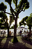 Street cafe, promenade, Staffelsee, Bavaria, Germany