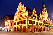 Old City Hall at the Market Square at night, Leipzig, Saxony, Germany