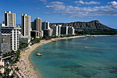 Waikiki Beach & Diamond Head, Honolulu, Oahu, Hawaii, USA